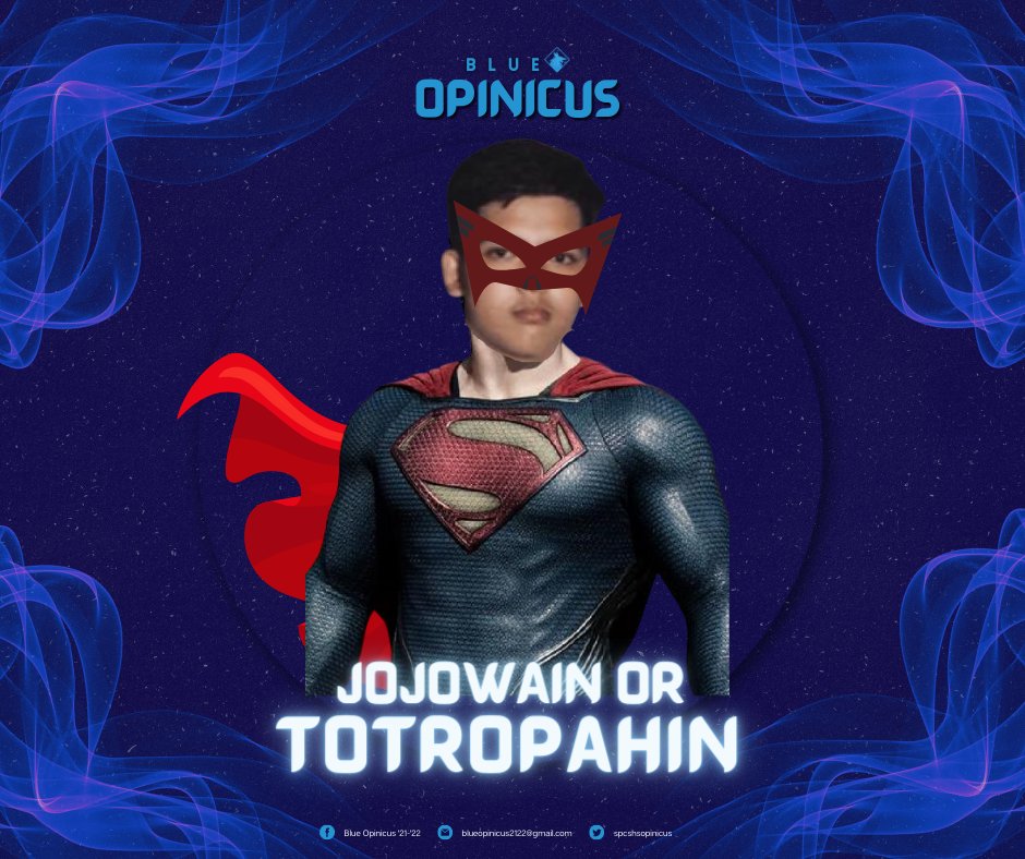 spcshsopinicus's tweet photo. SUPER LANCE TO THE RESCUE. Jojowain or Totropahin, the choice is yours, blue opinicus.
#SPCOrigins
#SPCSHSDaysHiyas2022
#SPCSHSDays2022
#BlueOpinicus
#BLUEtifulOpinicus https://t.co/B8WmVbNGrp