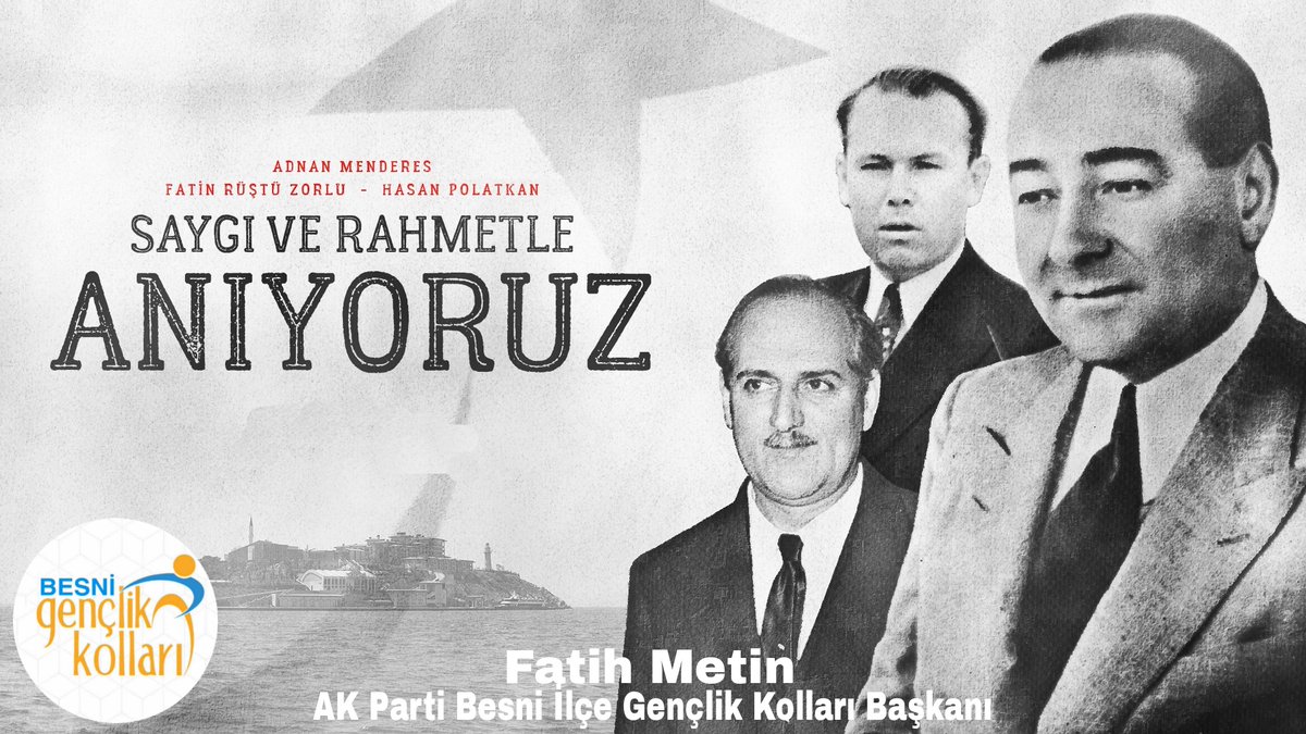 fatihmetin_02's tweet photo. Türkiye’ye siyasi, sosyal ve ekonomik bakımdan ağır bedeller ödeten darbeler silsilesinin ilki olan, yarası milletimizin kalbinde hala kanayan #27Mayıs darbesinin yıl dönümünde, darbeciler tarafından idam edilen merhum Adnan Menderes ve arkadaşlarını rahmetle yâd ediyorum. https://t.co/q3UKyEvUaE