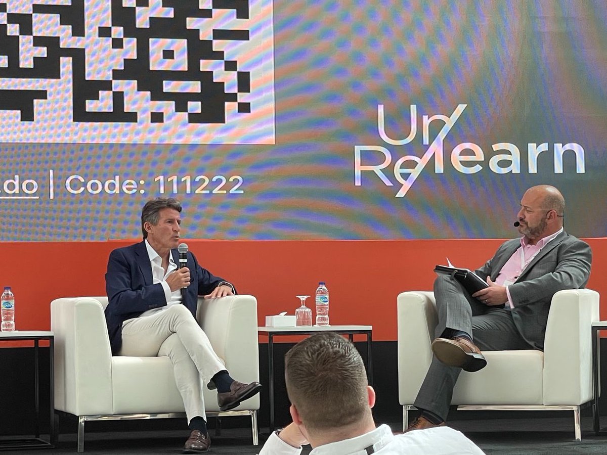 richardgerver's tweet photo. It was a huge privilege to be able to interview Lord Sebastian Coe in Dubai yesterday, reflecting on his career, winning the 2012 Olympic bid and what young people will need to develop and learn to be successful in their futures. #RelearntoWork https://t.co/tRZQL2E2ds