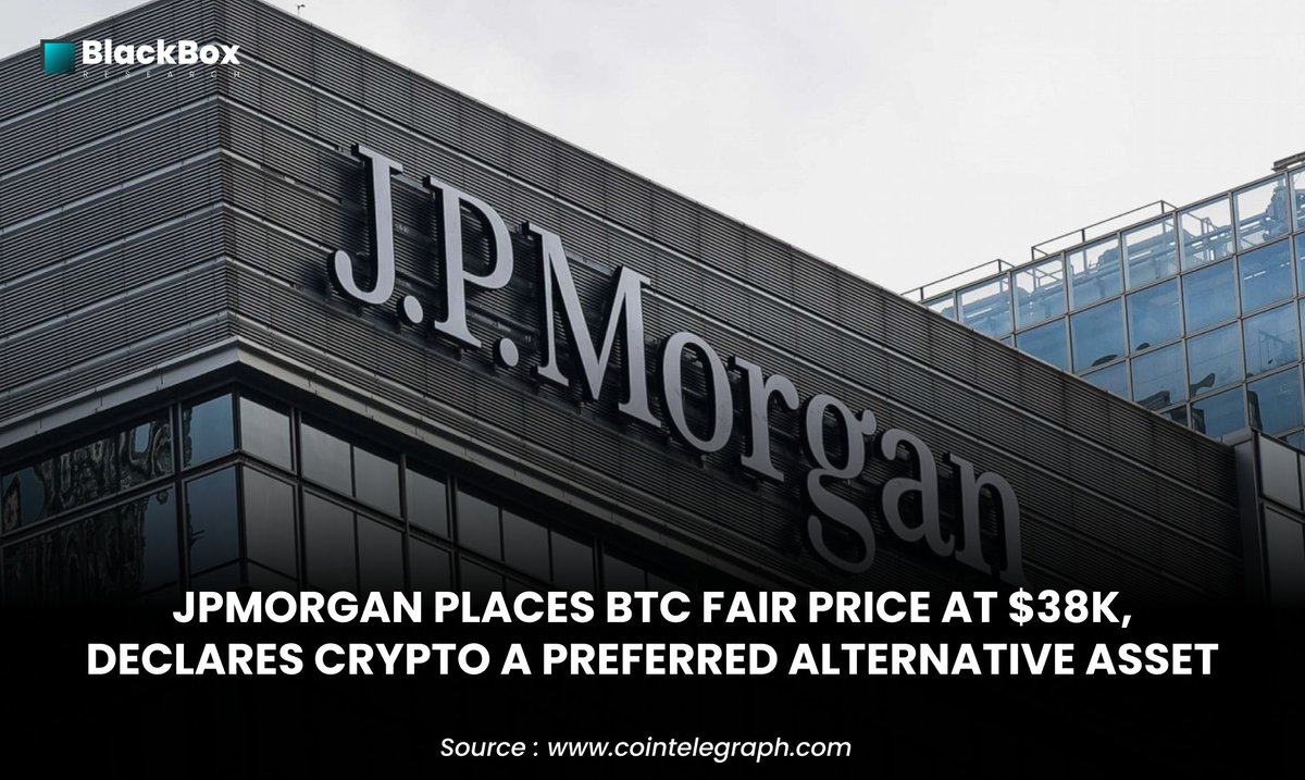 bbox_research's tweet photo. The banking giant says Terra's collapse did not appear to harm the VC market, and things will be looking up for crypto as long as VC stays in.

#JPMorgan has placed #Bitcoin fair price at $38K, which is 28% higher than its current level of around $29.5K

⏩https://t.co/1xZX9bbIxZ https://t.co/nPdhcOjKDi