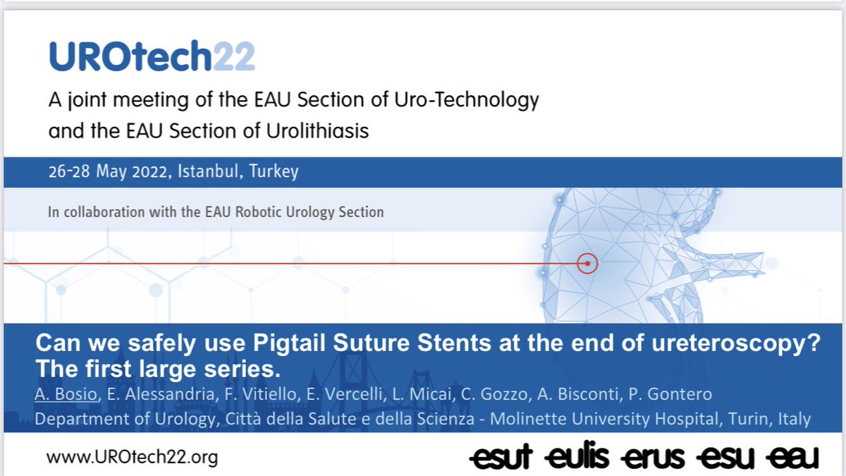Andy_Bosio's tweet photo. A very promising EULIS session chaired by Prof. Türk and @LaurianDragos is about to start at #UROtech22. Glad to present our results and (few) complications of the first #JFil case series. Thanks @eulis_uroweb @UROtech_meeting @drkemalsarica for the chance!
@rocamed #UroSoMe https://t.co/cufZdLnB9m