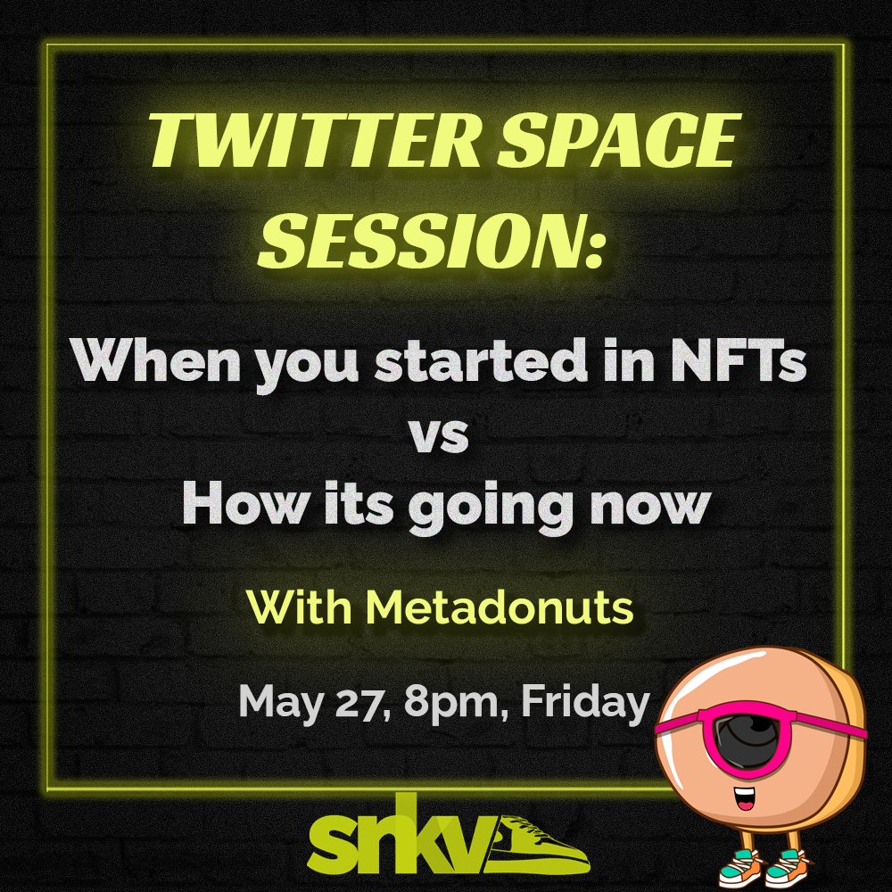 How far have we've gone in the NFT space? Join us later, at 8pm as we talk about how we started our NFT journey and how it is going right now with our partner, <a href="/meta_donuts/">metadonuts</a>! We would love to hear some stories from you too!

See you later fam👟

x.com/i/spaces/1YqJD…