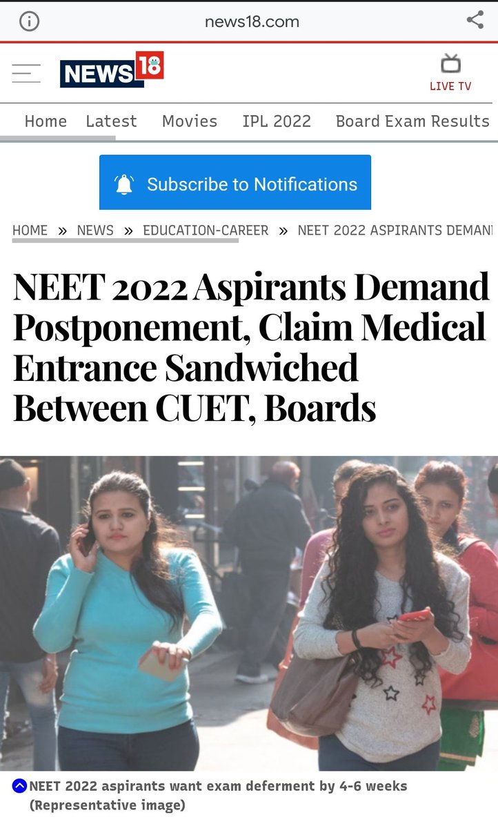 NUSA_NEETUG's tweet photo. News18 Report Today; 📰🗞

NEET 2022 Aspirants Demand Postponement, Claim Medical Entrance Sandwiched Between CUET, Boards.

@News18India @news18dotcom
@EduMinOfIndia @dpradhanbjp
@DG_NTA

#PleaseDelayNEETUG 🙏
#RescheduleNEETUG 🙏 https://t.co/4pyHJvgNB6