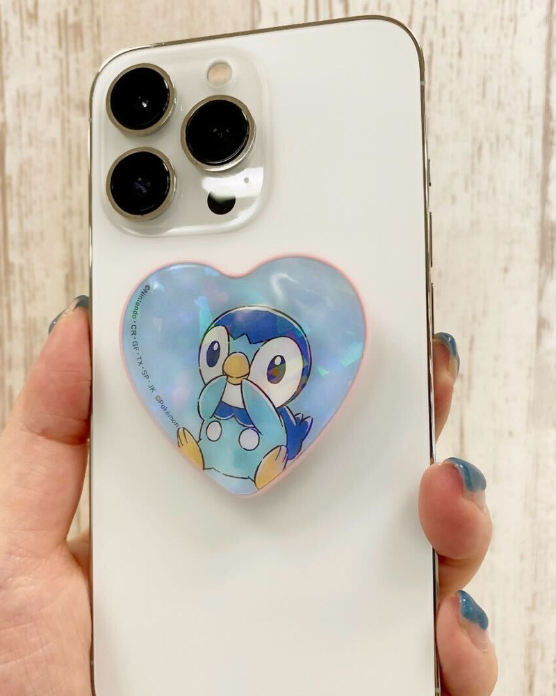 piplup holding pokemon (creature) phone heart character print cellphone no humans  illustration images