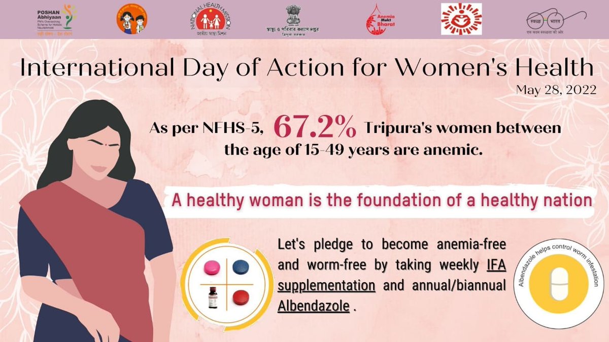 nhm_tripura's tweet photo. A healthy woman is the foundation of a healthy nation.
#WomensHealthMatters #HealthIsEssential #AnemiaMuktBharat #KrimiMuktBharat #HealthyIndia #HealthyWomenHealthyNation
@PMOIndia @tripura_cmo @cstripura @HfwTripura @SiddharthShiv @MoHFW_INDIA @NITIAayog @UNICEFIndia @WHO https://t.co/gOZoA8pe0X