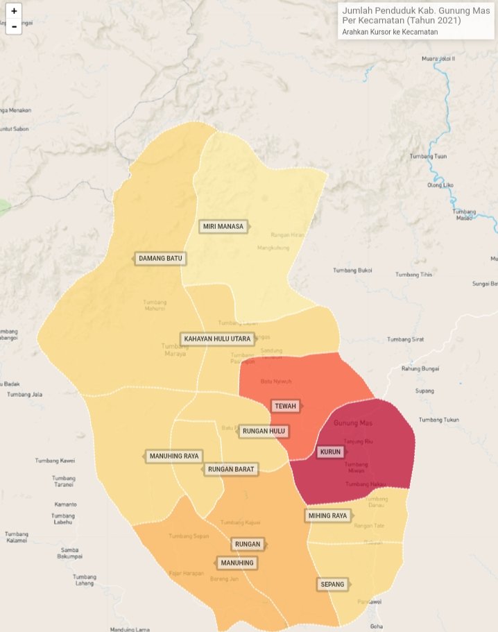 ulyssesjonh's tweet image. Peta Tematik Jumlah Penduduk Kab. Gunung Mas per Kecamatan 2021. Dgn urutan: 1.Kurun, 2.Tewah, 3.Rungan, 4.Manuhing, 5.Sepang. (Data : Gunung Mas Dalam Angka 2022 - BPS Kab. Gunung Mas)
ulyssesjonh.github.io/petagumas-pend…

#gunungmaskab
#gunungmas_kalteng
#kalteng
#jumlahpenduduk2021