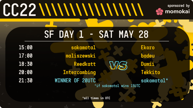 corsace_'s tweet photo. Hello hello! Saturday's schedule for semifinals is here! Catch the matches over at https://t.co/sBz2rMkoP0 https://t.co/UM2XtZJsLN