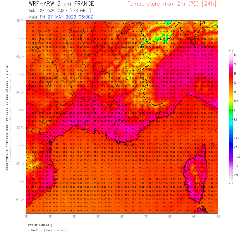 Fortes chaleurs avec mistral dans le sud-est ce vendredi avec 31 à 34°C, voire des pointes à 35°C possibles en #Corse. 