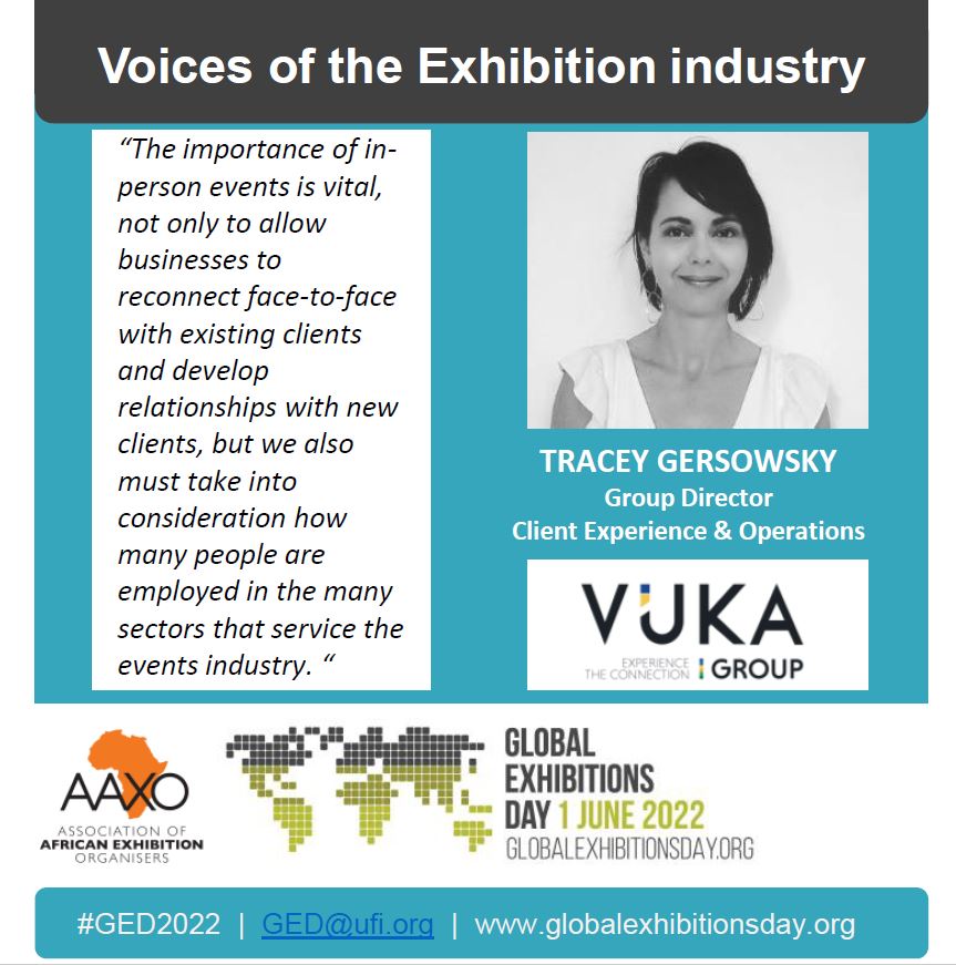 VOICES OF THE INDUSTRY
As Global Exhibition Day approaches we are raising our voices around the value of Exhibitions in accelerating the pace of economic recovery. Tracey Gersowsky highlights the number of jobs our sector provides across the entire supply chain. #GED2022