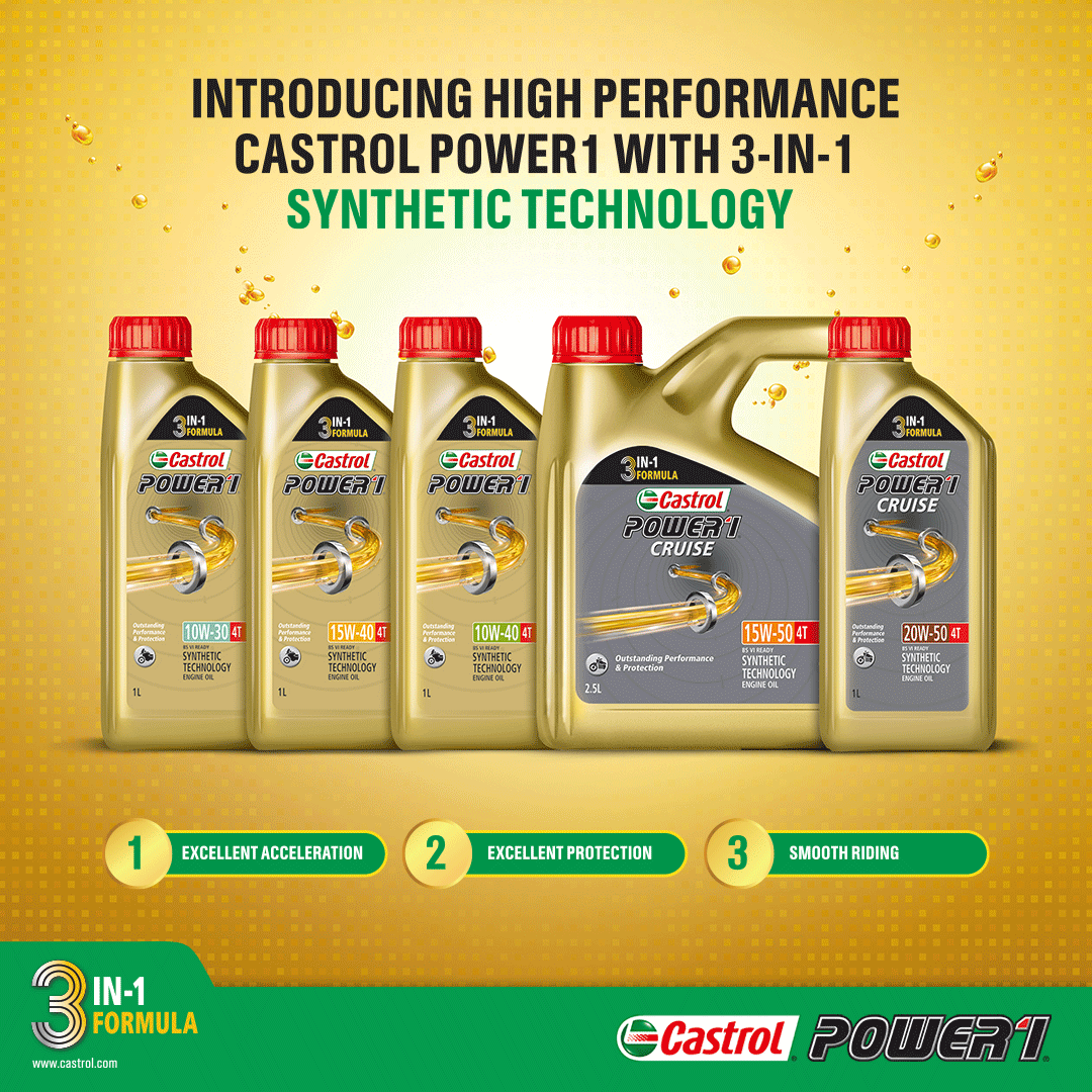 castrolbiking's tweet photo. Introducing the NEW Castrol POWER1 with 3-in-1 Synthetic Technology for outstanding performance across 3 critical areas - 1. Excellent Acceleration. 2. Excellent Protection. 3. Smooth Riding.
#CastrolPOWER1 #3in1Formula #OutstandingPerformance #SyntheticTechnology #Castrol https://t.co/o8d6ZNhabA