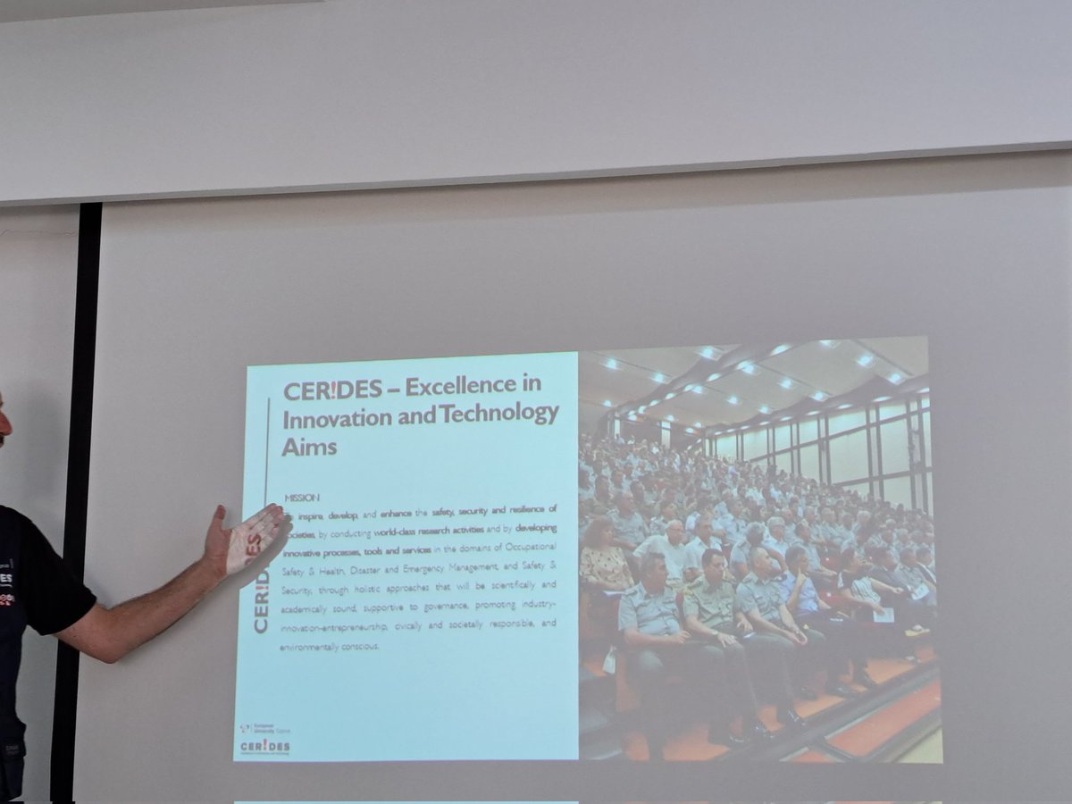 CoE_CERIDES's tweet photo. Happening now!
@HEUREKA_EUCP Final #Regional #Workshop, at @MccCivil @CivilDefenceCy #Headquarters!
Our Co-Director, https://t.co/SuK2bZV7F5. Dr. #Dimopoulos, presenting #knowledge #development and #research in #CivilProtection, #DisasterManagement, #DRR. https://t.co/DWFNmfYpcP