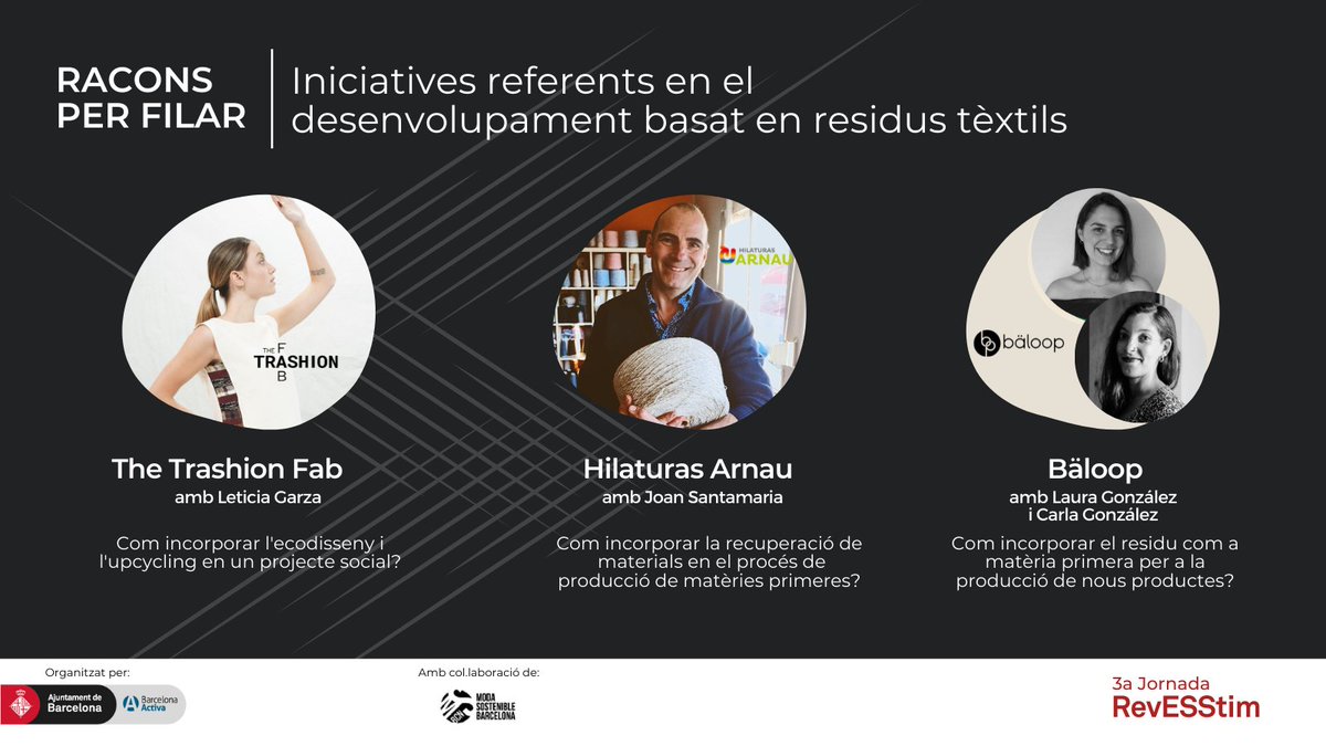 Calidoscoop's tweet photo. ✨Tot a punt per la #3aJORNADAREVESSTIM el dimarts 31/05
Darreres novetats📣la Núria Nubiola de @backtoeco substitueix a la Carol Blazquez d’Ecoalf, i la Begoña Planas a l’Esther Perelló com a moderadora
🔗https://t.co/Atrd8b1tdK
T'hi esperem!⚡️
#barcelonaactiva #modasostenible https://t.co/pfSNfogzum