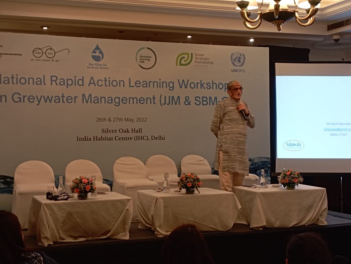 UNOPS_India's tweet photo. Mr Shrikant Navrekar, Senior Technical Expert giving a presentation on importance, usability and scale of implementation of technologies for #greywatermanagement at the Rapid Action Learning Workshop at New Delhi. #rapidactionlearning https://t.co/h5dWfkzVmP