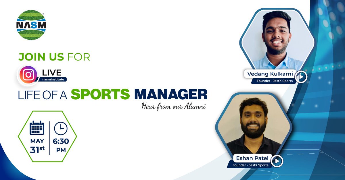 Nasm_Institute's tweet photo. Join us with NASM Webinar Alumni Speaker Series  with Vedang Kulkarni and Eshan Patel

🗓️ Date &amp; Day: 31st May 2022, Tuesday 
⌚ Time: 6:30 PM 

Watch live on Instagram:
https://t.co/L1cDvt70dc

Website: https://t.co/rGvDdSCnaE

Contact Details: +91 7059721111 / 8759941111 https://t.co/pEa9cfAMSk