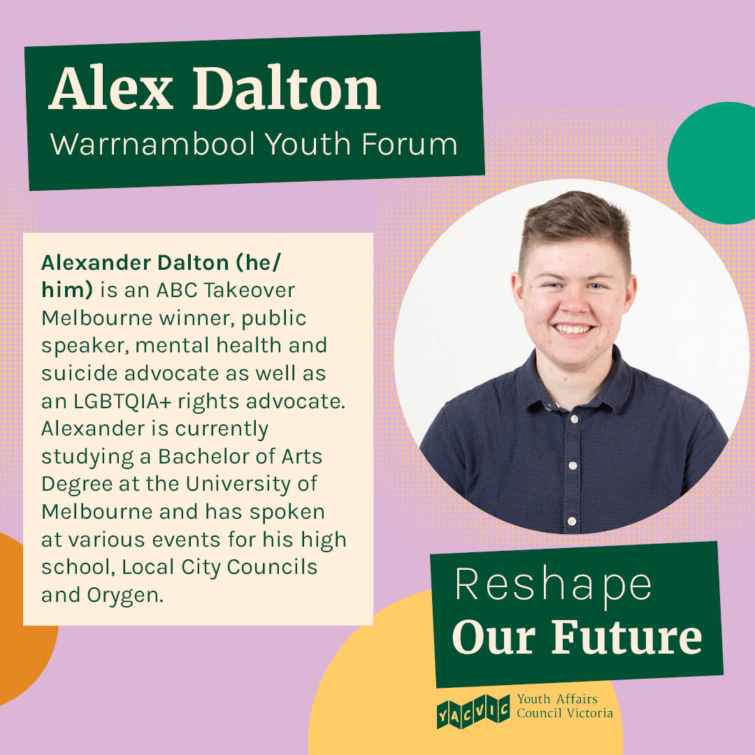 YACVic (@yacvic) on Twitter photo ANNOUNCEMENT: <a href="/AlexDyson/">.</a> will speak at our Warrnambool #ReshapeOurFuture Youth Forum next Friday 3 June. Join us and meet Alex alongside other incredible leaders like Aaron Morgan and share what you want for the South-Westās future. 𤩠Book your free spot: events.humanitix.com/reshape-our-fu⦠ANNOUNCEMENT: <a href="/AlexDyson/">.</a> will speak at our Warrnambool #ReshapeOurFuture Youth Forum next Friday 3 June. Join us and meet Alex alongside other incredible leaders like Aaron Morgan and share what you want for the South-Westās future. 𤩠Book your free spot: events.humanitix.com/reshape-our-fuā¦