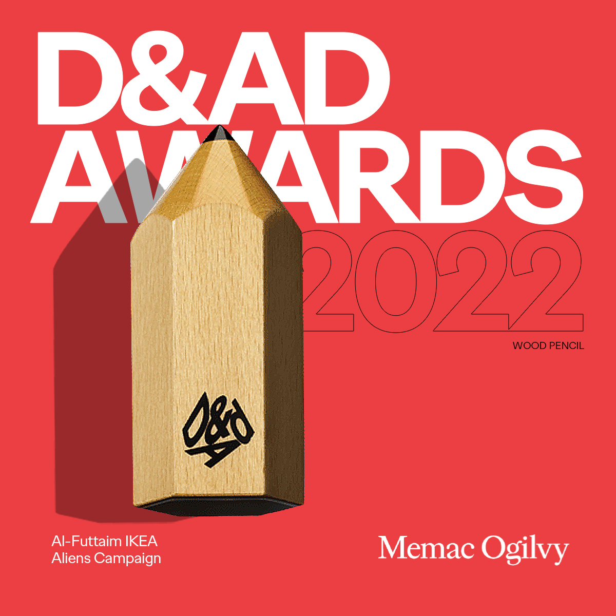 Incredibly happy to be adding this to our list. Wood pencil in D&Ad 2022 for the Al-Futtaim IKEA Aliens campaign. Thank you to our impassioned teams & clients for bringing great ideas to life. @IKEAUAE #IKEAUAE #MemacOgilvy #TogetherWeWin