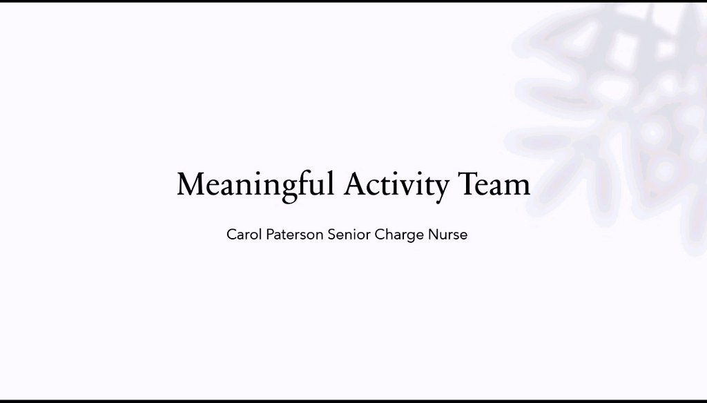Lyndseydunn7's tweet photo. Demantia Care was this weeks focus at  Clinical Newsday at the WGH @WghLothian. Carol Paterson presented on how Meaningful Activity can support older adults with Cognitive Impairment, &amp; the amazing work of the @MACWGH.
@GeraldineMars11 @DeirdreElphin6 @alzscot @Siobhannp2 https://t.co/DuIgupVLmx
