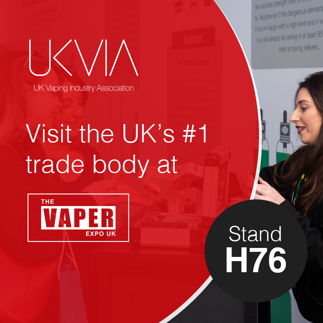 📣 Today's the day! Make sure to come to stand H76 this weekend at the @VaperExpoUK to meet our Director General John Dunne along with the rest of the UKVIA team!
 
#ukvapeshop #vaperexpoUK #vapingcommunity #vape #ecigarettes #vaping #ecigs #vaper
