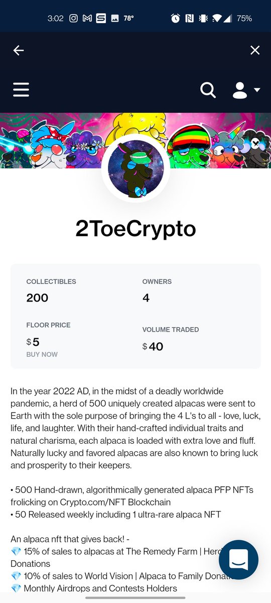 2ToeCrypto's tweet photo. 50 more #alpacas we're minted. Pick yours up today! 💰$5 Floor Price 💎 15% Donated to Alpacas @theremedyfarm 🎁 10% Donated to @WorldVision https://t.co/AFuSTnrJKe
