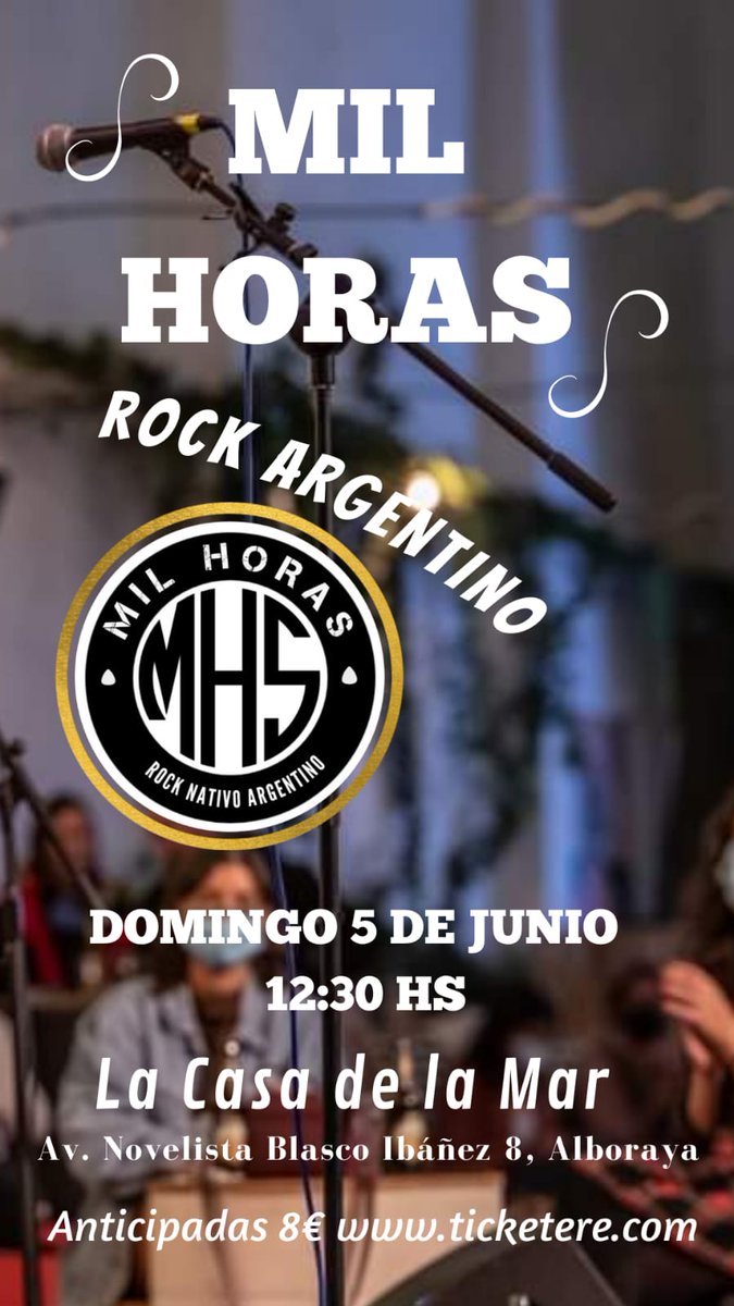 marce5150's tweet image. Buenos días amig@s!!!!!
El Domingo 5 de junio  12:30 volvemos a la carga en La Casa de la Mar con todo nuestro Rock Argentino!!!
Nos vemos!!!
#rockargentinoenespaña 
#argentinosenvalencia 
#argentinosporespaña 
#graciastotales 
#RockValencia