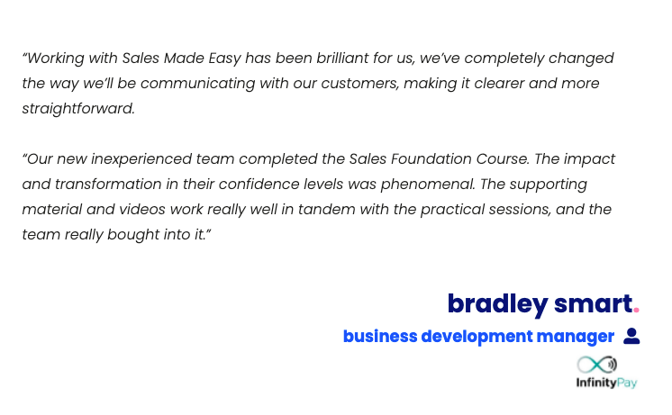 SalesMadeEasy1's tweet photo. Fresh into sales, or with years of experience, we're here to support everyone.

But don't take our word for the strength of our programme, follow the link to read some kind words and honest opinions about how they, and their teams have been helped

https://t.co/2xIr7TFGd8 https://t.co/QElxX7tIZO