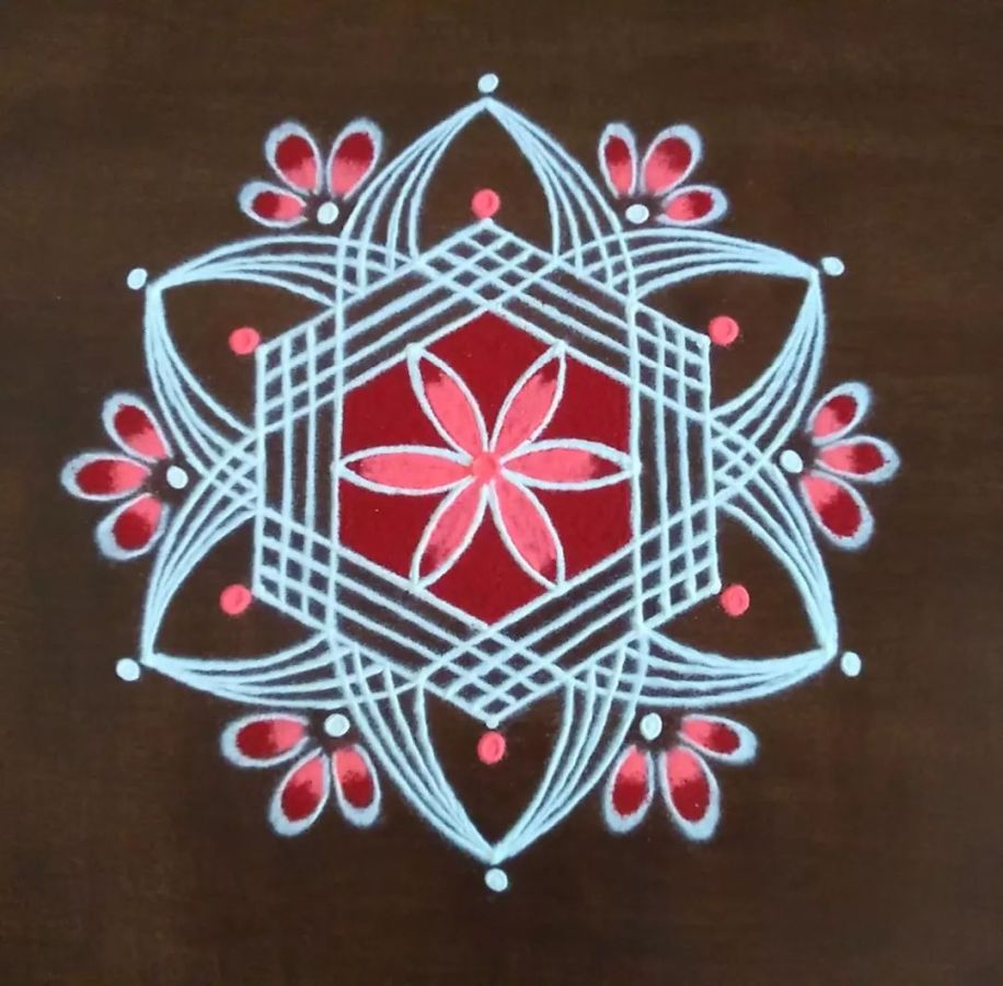 simple rangoli designs with 5 dots