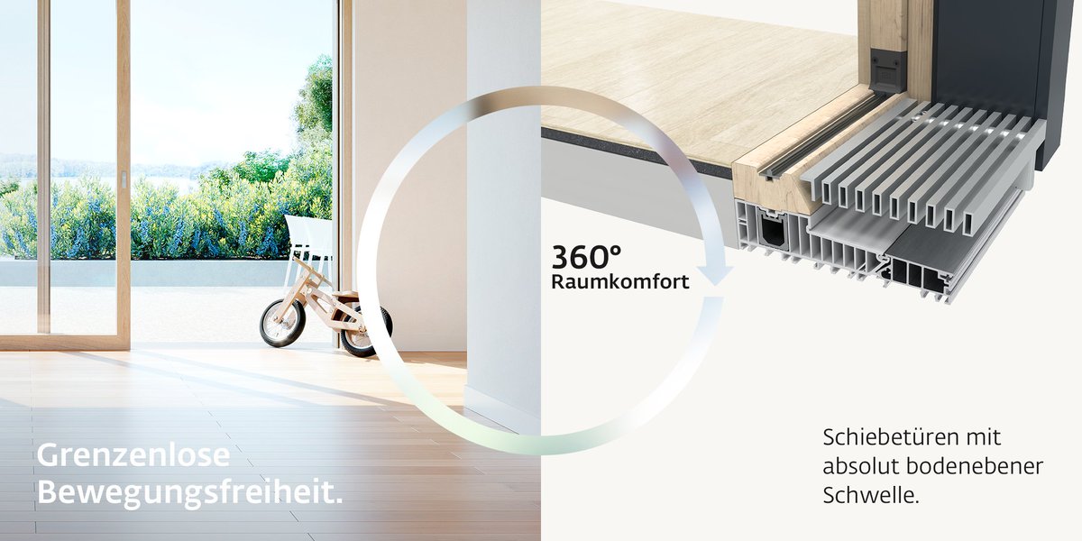 Für grenzenlose #Bewegungsfreiheit haben wir eine bodenebene #Schwelle für Hebe-Schiebe-Systeme entwickelt. 
Die Gesamtlösung (PORTAL HS mit ECO PASS SKY axxent) verbindet fließende Übergänge mit perfektem #Bauanschluss. 👉 link.si/360gradecopass