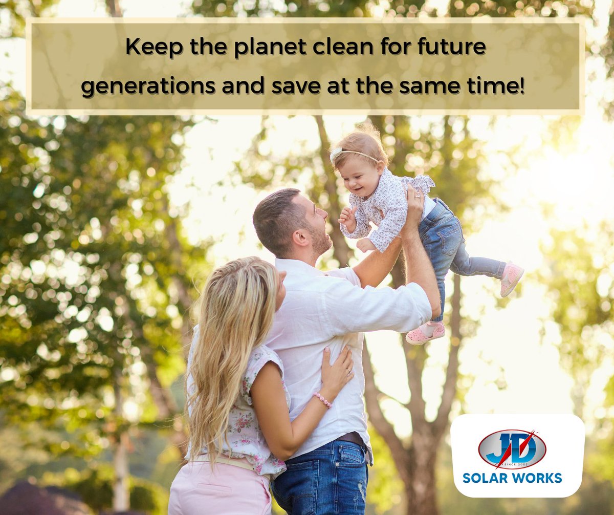 Keep the environment clean for future generations while also saving money! Consider what you could do with the money you save on your utility bills. Visit jdsolar.com.au to get started saving right away!
☎ + 0411 798 012 ⁣ 
#queensland #ilovesolar #solarworld