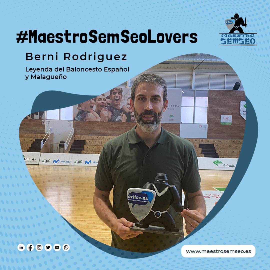 Desde ayer, Berni Rodríguez, leyenda viva del #Baloncesto Malagueño, es un nuevo #MaestroSemSeoLovers!

Berni, además de ser una gran persona tiene un brillante palmarés, con la Selección Española y el #Unicaja! Sigues siendo un grande! <a href="/bernirodriguez5/">Berni Rodríguez</a>

maestrosemseo.es