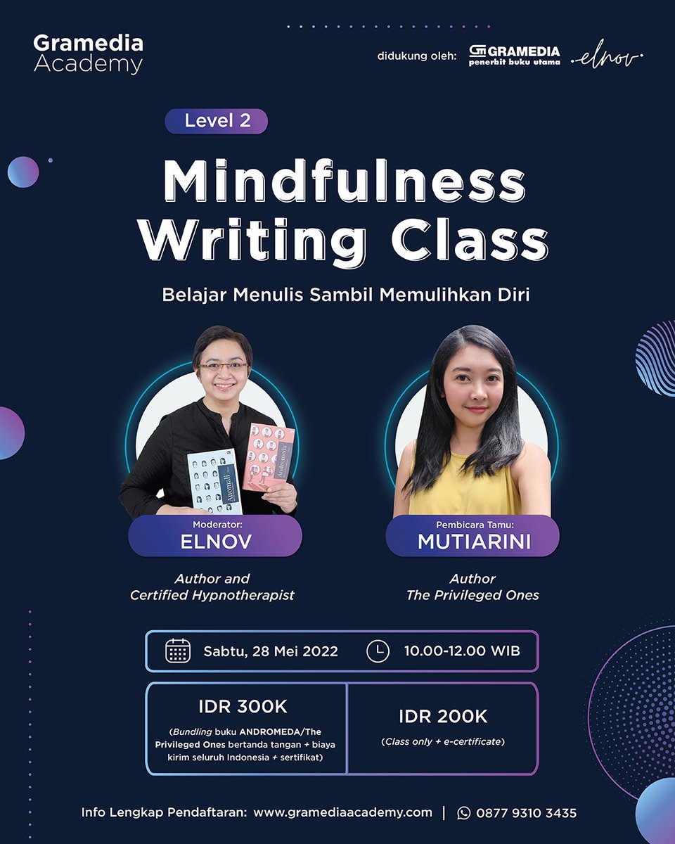 memoarbipolar's tweet photo. Oiya mau mengingatkan, last call untuk acara #MindfulnessWritingClass besok! π―π―π― Untuk ikutan bisa kontak @GramediaAcademy ya! π #Elnov #MemoarSeorangBipolar https://t.co/pH8817sDDH