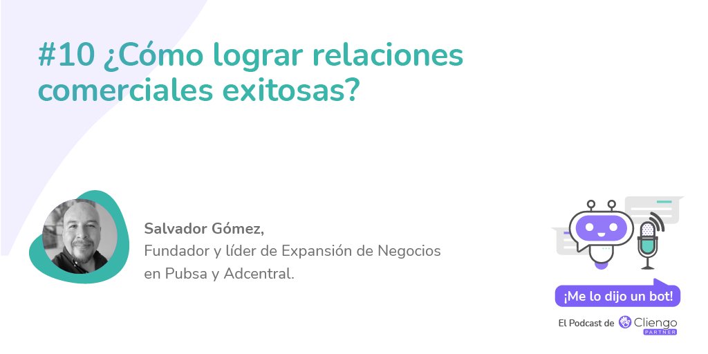 cliengo's tweet image. ¿Buscas tener un relación exitosa con #pymes y grandes empresas? 

Salvador Gomez, Fundador de #Pubsa y #Adcentral nos cuenta cómo lograrlo en el Ep. 10 de ¡Me lo dijo un bot!

Spotify 👉 spoti.fi/3JDoRn0  
Google Podcasts 👉 bit.ly/3E6Do9M    

#Cliengo