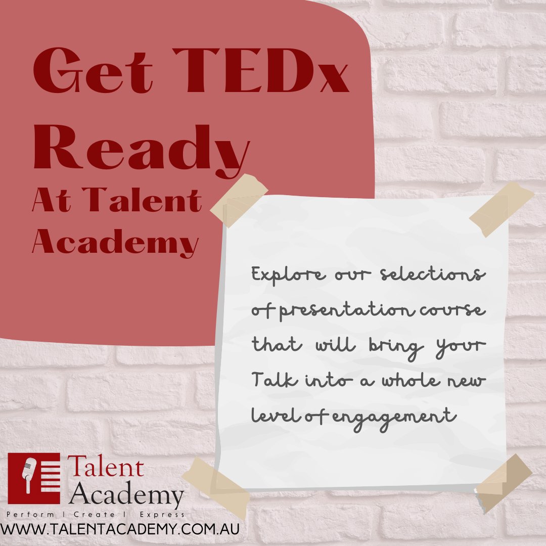 TEDx presentations are a great opportunity to show your achievements in your field but are you TEDx Ready? Jump over to our online courses for some great classes on presentation skills. 

#Talentacademy #Publicspeaking #Adelaide #TEDx #Supportlocal
