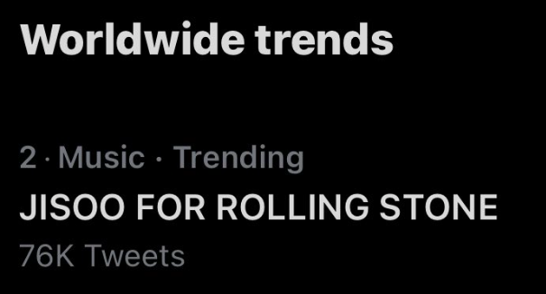 ActressJisooPic's tweet photo. 🌎 WORLDWIDE TRENDING 🔥🔥

#2 JISOO FOR ROLLING STONE
#JISOOxRollingStone https://t.co/iDyj8ZjVxJ