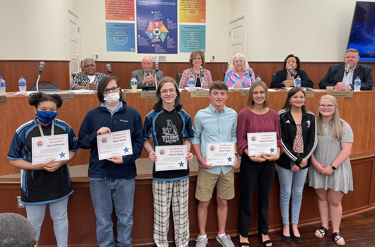 SCPS Board Meeting
Celebration &amp; Recognitions:

⚔️Abigail Powell:
2021-2022 8th Region Female Scholar Athlete of the Year

⚔️Evan Fields:
2022 Bass Master High School All-American

⚔️Myra Edwards, Natalie Mudd, Elijah Smith:
2022 KHSAA ESports State Champs

#LetsGoTitans