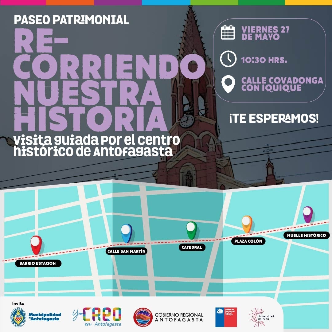 CreoAntofagasta's tweet photo. #Hoy comenzamos la previa del #díadelospatrimonios recorriendo los barrios y conociendo sus historias junto a nosotros en el Paseo Patrimonial "Recorriendo Nuestra Historia" ⛪

Conoce + sobre el centro de #Antofagasta en esta #visitaguiada x el casco histórico d nuestra #ciudad https://t.co/wcOZIJ5U13