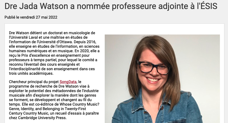 uOttawa ÉSIS (@uo_esis) on Twitter photo De grandes nouvelles de nos couloirs! Veuillez accueillir <a href="/data_jada/">Dr. Jada Watson</a> à notre école et à la faculté <a href="/uOttawaArts/">uOttawa Arts</a> 
arts.uottawa.ca/esi/nouvelles/… De grandes nouvelles de nos couloirs! Veuillez accueillir <a href="/data_jada/">Dr. Jada Watson</a> à notre école et à la faculté <a href="/uOttawaArts/">uOttawa Arts</a> 
arts.uottawa.ca/esi/nouvelles/…