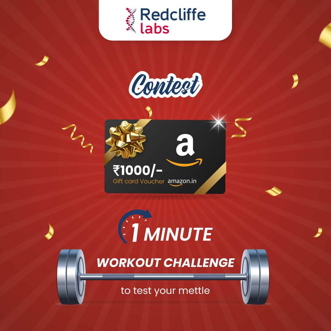 redcliffelab's tweet photo. Contest Alert!
Show us how fit are you!
Measure your fitness levels by doing any exercise in 1 minute.
Step to follow:
1. Like & share this post
2. Upload your video
3. Follow us on Insta, FB, and Twitter.
4. Subscribe us on YT
5. Tag 5 people
6. Use hashtag #BookTestIn1Min https://t.co/YzMcF9G5fg