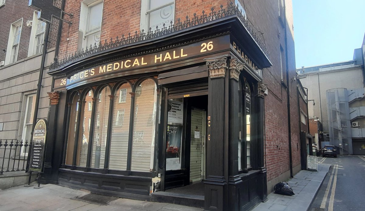 We are delighted to see the completed restoration of the significant Victorian shopfront at Price's Medical Hall which received grant funding under the HSF 2021. @DeptHousingIRL #traditionalskills #builtheritage