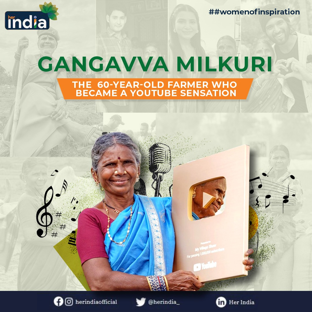 herindia_'s tweet photo. Milkuri Gangavva, a 60-year-old farm labourer from Lambadipally, Telangana has now become a YouTube sensation with millions of viewers for her show ‘My Village Show’.
#womenofinspiration
#YouTuber 
#socialmedia
#herindia https://t.co/dqxLac4uCZ