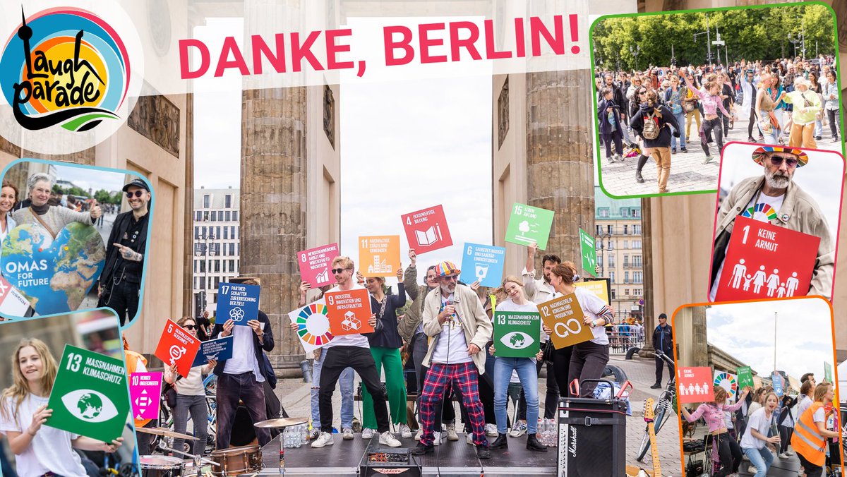 laughparade's tweet photo. Es war nicht nur eine #Demo, sondern auch ein echtes Fest! Wir sagen: DANKE, BERLIN! ❤️Und weil's so schön ist, machen noch bis einschließlich Sonntag weiter mit "Mit Spaß &amp; Humor für die #17Ziele". Beim @C4FF_Berlin in der @KomoedieBerlin. c u there!  #SDGs #Laughparade https://t.co/xlKIt8Hxqs