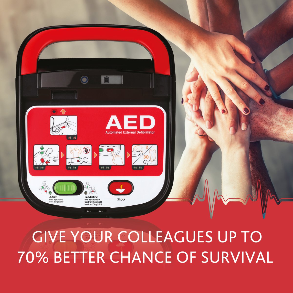Do you have a lifesaving AED in your workplace? The Mediana's are easy to use. Take our free quiz online and test your knowledge. Already have an AED? Did you know we also offer a FREE e-learning course on our mediana website. reliancemedical.co.uk/posters/
medianadefib.co.uk