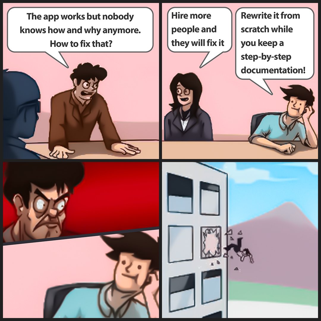 fullstackunico's tweet photo. how many times #lack of internal #organization is "solved" by #hiring?

#react #reactjs #reactnative
#recoil #recoiljs #redux
#javascript #sass #html #css
#graphql #apollo
#prisma #postgresql
#docker #kubernetes
#digitalnomad #developerlife
#meme #memes #joke
#fullstackdeveloper https://t.co/MXraAmyR1n