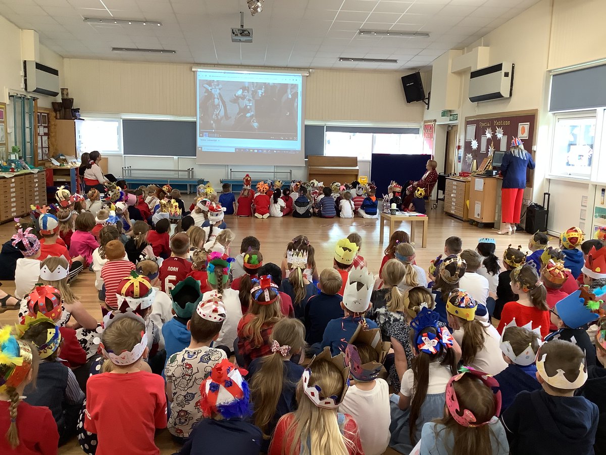 To celebrate the Queen's Platinum Jubilee, we have all come to school wearing red, white and blue. We are feeling very royal wearing our very own crown, ready to celebrate. We are having a Royal tea party and Jubilee activities later - we can't wait!@jmatschools