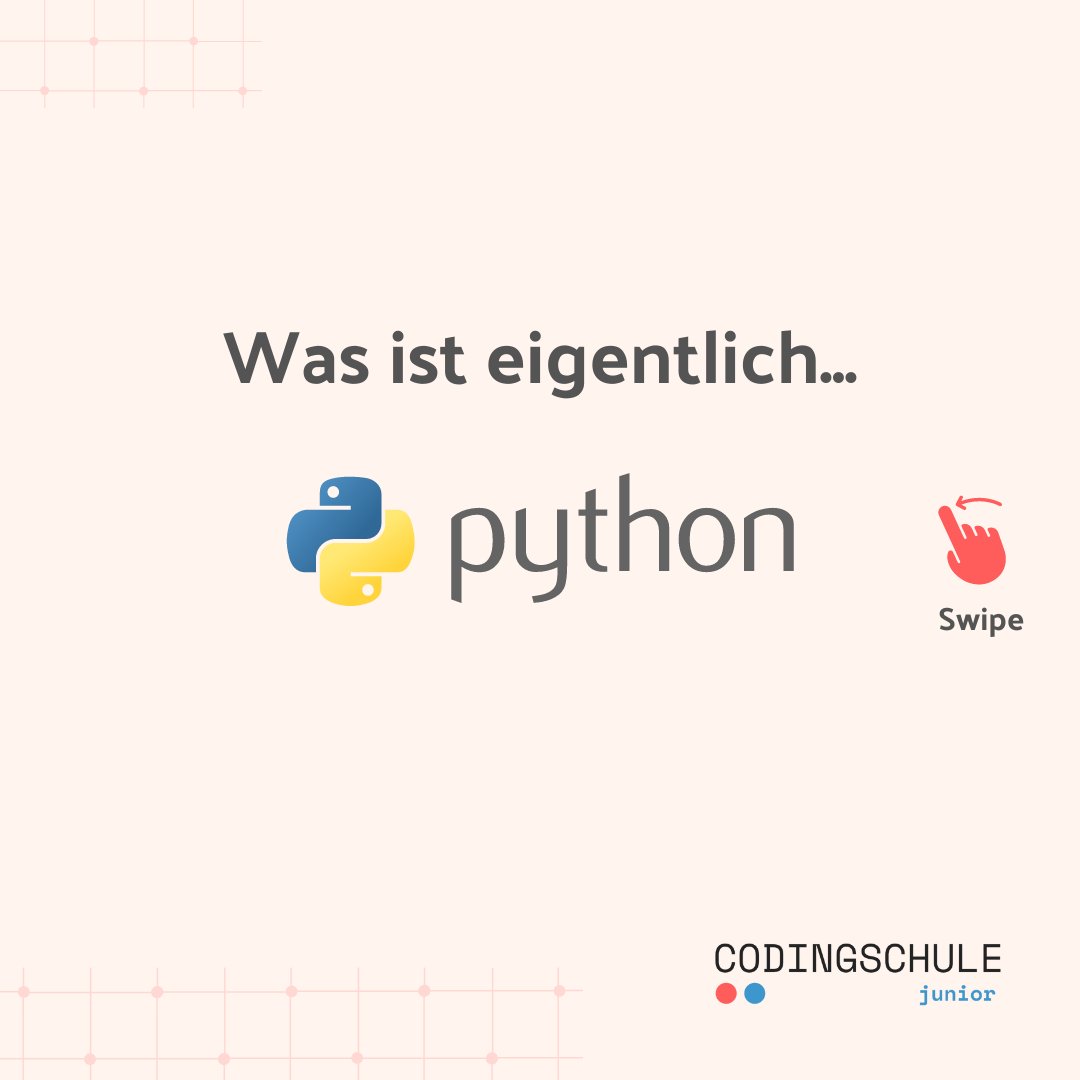 CodingschuleJr's tweet photo. Einfach zu lernen und vielseitig einsetzbar. So hat sich Python zu einer der beliebtesten Programmiersprachen etabliert. 👌
Hast du schon einmal mit Python programmiert? 🤔
#codingschule_junior #python #coding #programmierenlernen #codingforkids #programmieren #digitalisierung https://t.co/OHtux1XDsG