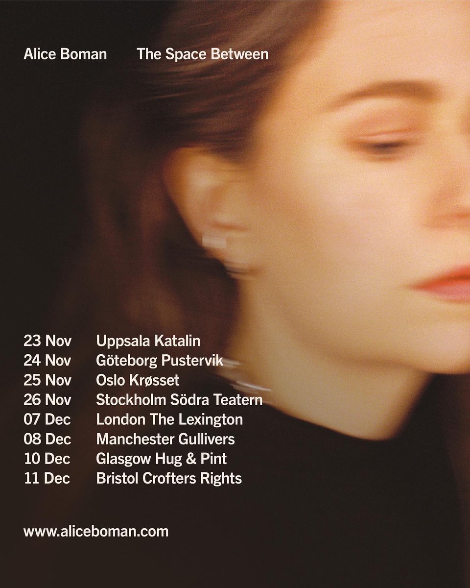 The tickets for these shows are now for sale: aliceboman.ffm.to/the-space-betw…
I cannot wait to play some music live for you again