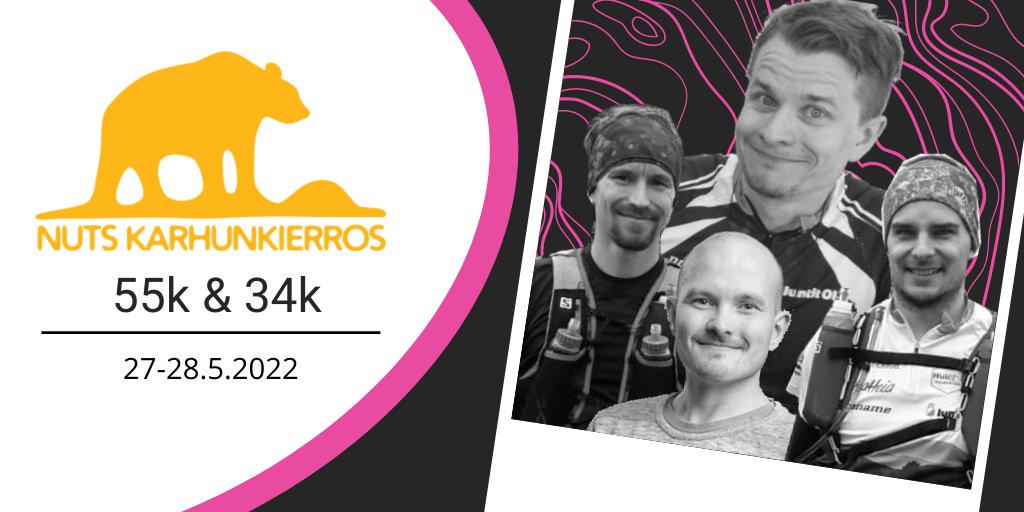 Achtung - Junteilla tänäkin vuonna viivalla näpäkkä kattaus nopeita jalkoja!

55k <a href="/EetuPekkanen/">Eetu Pekkanen</a> <a href="/LeiskaLeinonen/">Lauri Leinonen</a> &amp; Elkki
34k <a href="/TMaksimainen/">Tomi Maksimainen</a> 

Seuraa kilpailua: nutskarhunkierros.fi/fi/

#NUTSKarhunKierros #TrailFI #polkujuoksu
#JunttiStyle #JunttiLife #menestyskierre