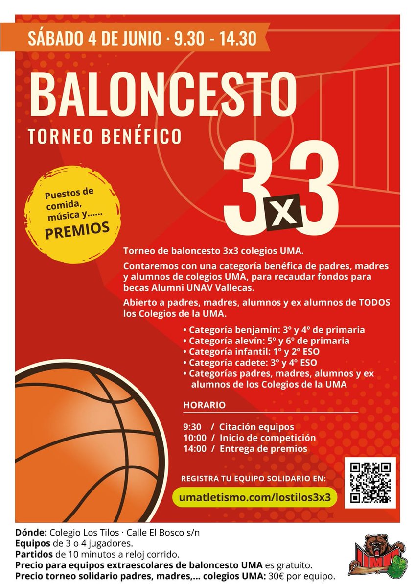 LosTilosColegio's tweet photo. Deporte y solidaridad. Una combinación ganadora. Los Tilos acogerá el próximo fin de semana un torneo benéfico organizado por la @UMAtletismo ¡Os esperamos!🏀 https://t.co/dKwyIPpIeP