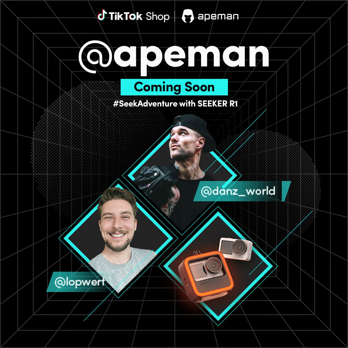 A 4K Smart Cycling Camera, SEEKER R1 is COMING SOON on TikTok Shop!

TikTok Creators such as (@danz_world) and (<a href="/lopwert/">Luke</a>) will be hosting a LIVE session to show you everything in details about SEEKER R1. 

Follow us tiktok.com/@apeman.global | vm.tiktok.com/ZML3GgKR8/