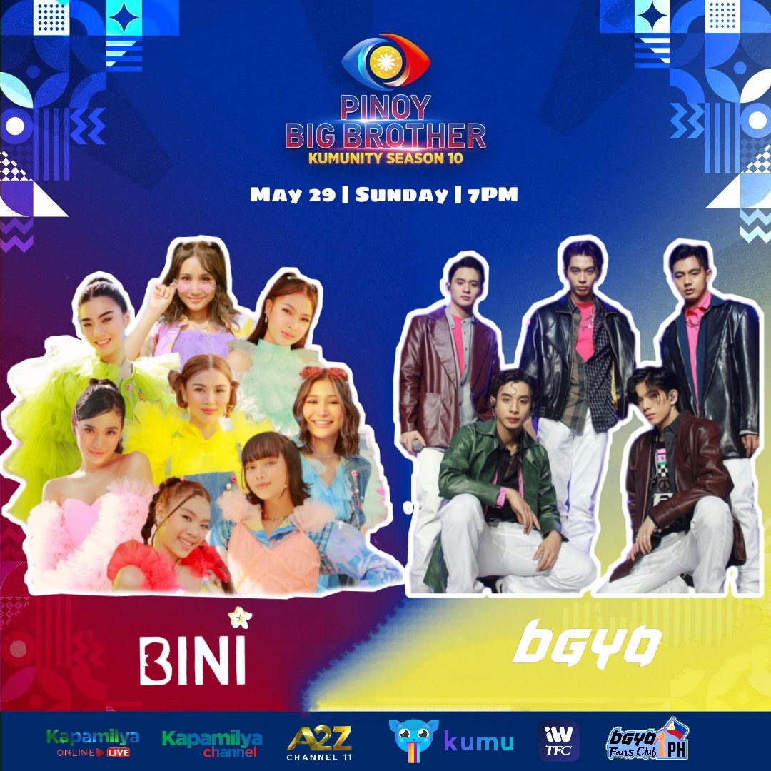 bgyofansclub_ph's tweet photo. BINI and BGYO will be performing at the Big Night of PBB Kumunity Season 10! πΈπ
#a10angPBB #BINI #BGYO
@BINI_ph @bgyo_ph https://t.co/i6iJsUTcya