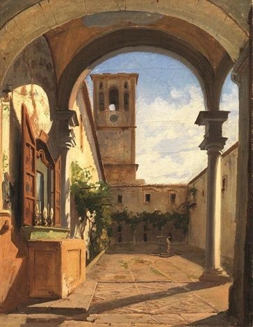 #BellaToscana 🌻

#paintingTuscany 

Chiostro di San Gaggio
🎨Odoardo Borrani 🇮🇹1865

Peaceful day, Twitterfriends!
🦋🕊🌿